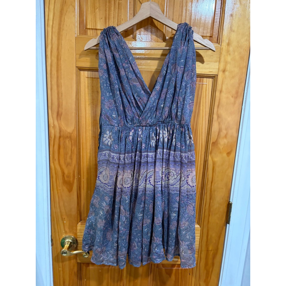Mes Demoiselles Paris Silk Dress FR36 US4 Boho Floral Maxi Midi Blue Purple